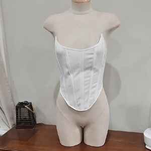 White Satin Corset Top Sz Xl